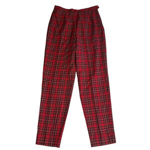 Vintage Pendleton Red Tartan Plaid 100% Virgin Wool Pants Size 8 Tapered Leg